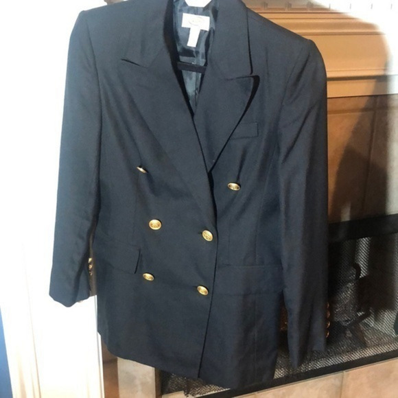 Talbots size 2 petite double breasted black blazer with gold buttons‎ - Picture 1 of 7